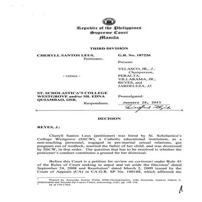 Cheryll Santos Leus vs. St. Scholastica's College WestGrove