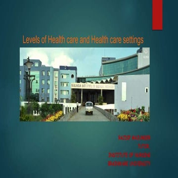 Levels of health care and health care settings