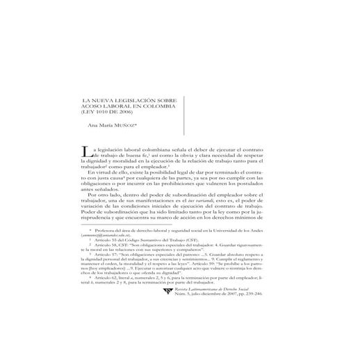 Ley 1010 acoso laboral Colombia 2006
