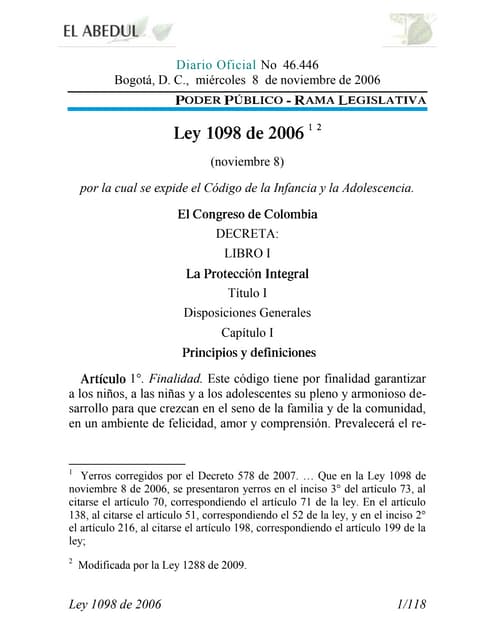 Ley de infancia y adolescencia