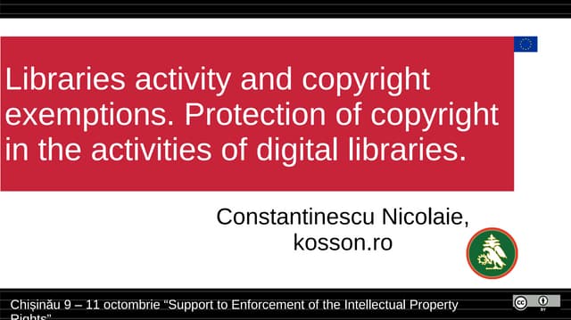 Libraries activity and copyright exemptions