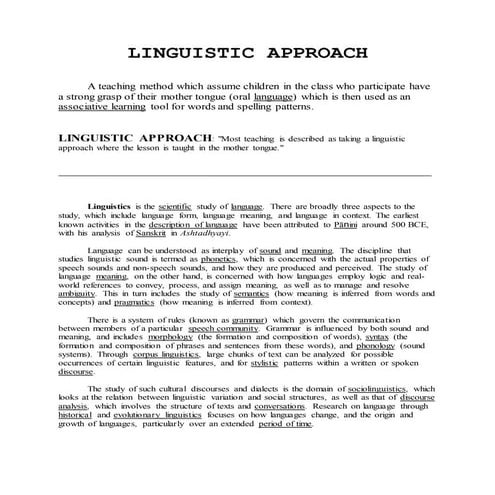 Linguistic approach by sheena bernal