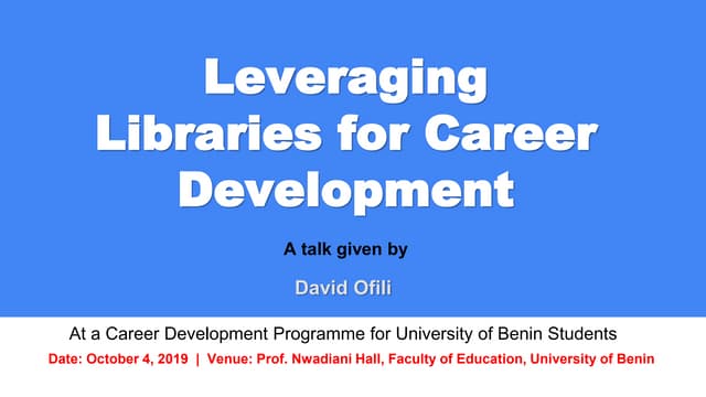 Leveraging Libraries for Career Development 