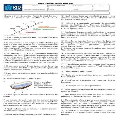 Lista de exercícios 7º ano   2º bimestre - 1ª parte