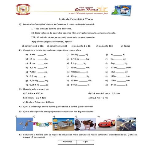 Exercícios 8° ano REC