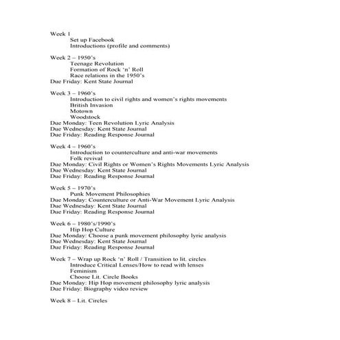 Lit And  Teens  Course  Overveiw  Weekly