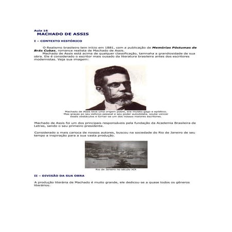 Literatura   aula 16 - machado de assis