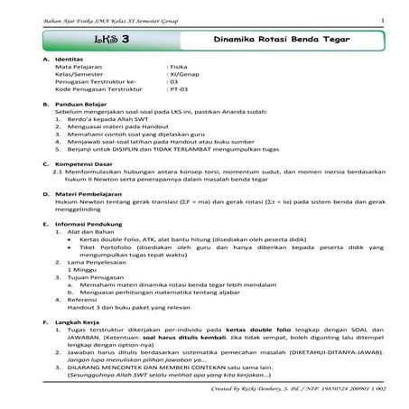 Lks dinamika rotasi benda tegar