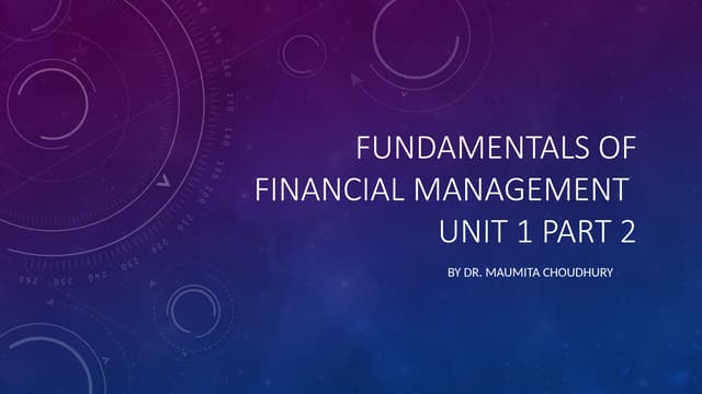 Fundamentals of Financial Management Introduction