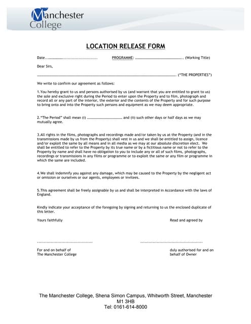 Location release form