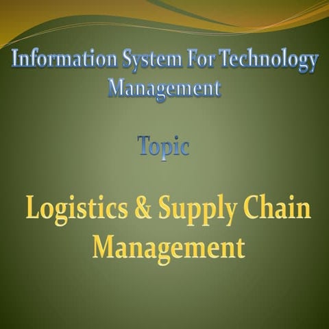 Logistics and supply chain'