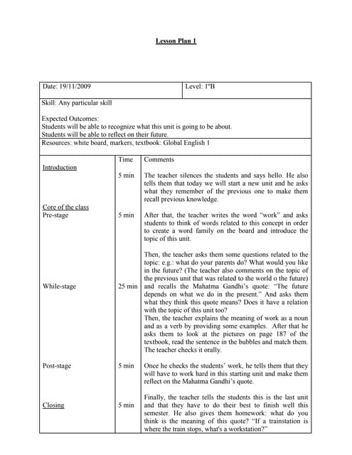 Lesson Plans - Second Unit