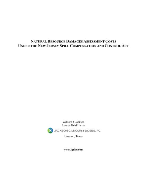 Recovering NRD Assessment Costs under the New Jersey Spill Act