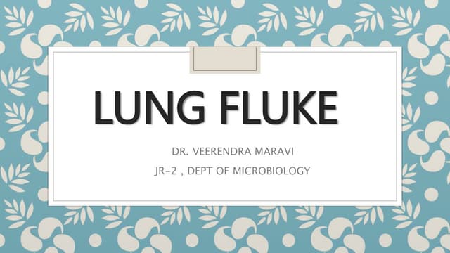 LUNG FLUKEDR. VEERENDRA MARAVI JR-2 , DEPT OF MICROBIOLOGY