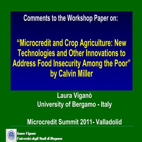 Laura Vigano Microcredit and Crop Agriculture