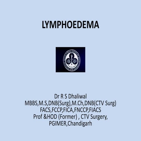Lymphoedema - Clinical features and Management