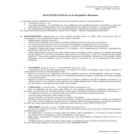Magistraturas en la república romana
