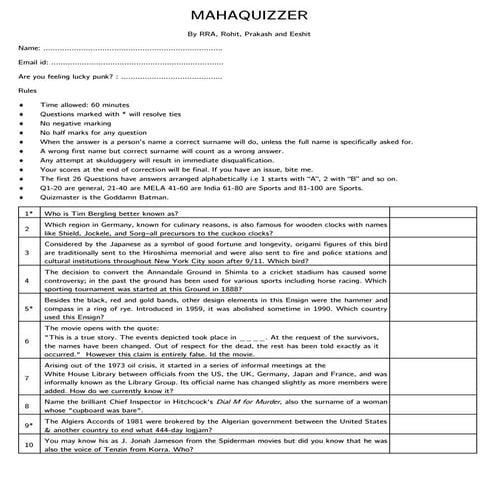 Run up to Galaxy Mahaquizzer