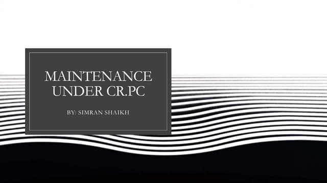 Maintenance under CrPC