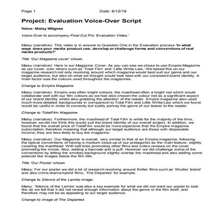 Maisy wilgoss script