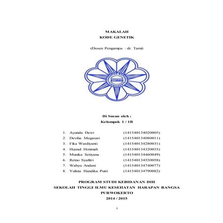 Makalah kode genetika dr. tami