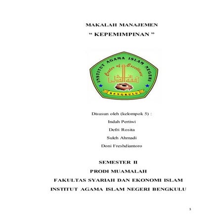 Makalah manajemen Kepemimpinan 