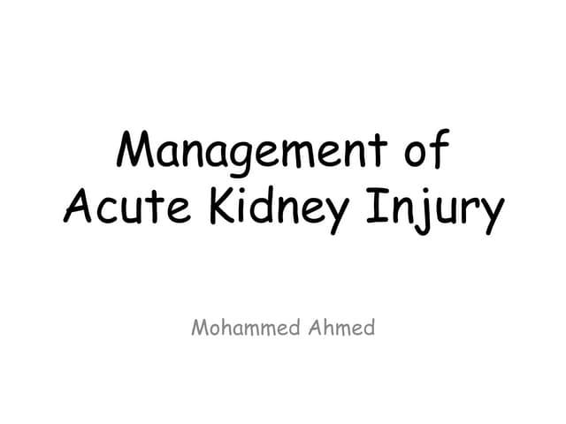 Management of acute kidney injury
