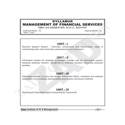 Management of financial services