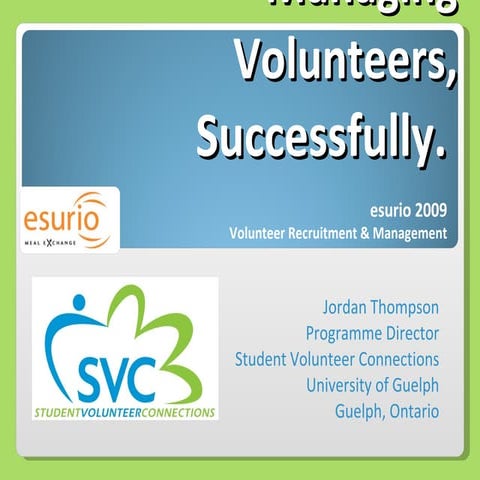 Managing volunteers, successfully
