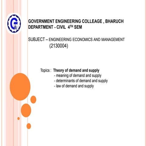 Managment - theory of demand and supply