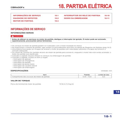 Manaul de serviço cbr600 f(2) (1998~2000) partida