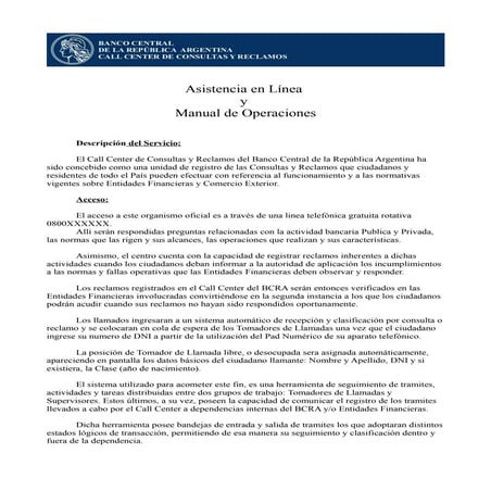 Manual De Operaciones Call Center Bcra