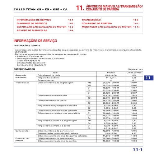 Manual de serviço cg125 titan  ks es kse cg125 cargo (2002) manivela