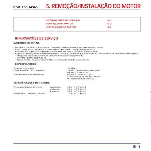 Manual serviço aero motor