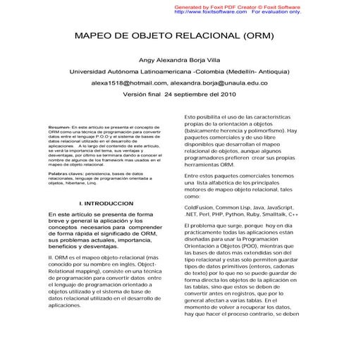 Mapeo de objeto relacional