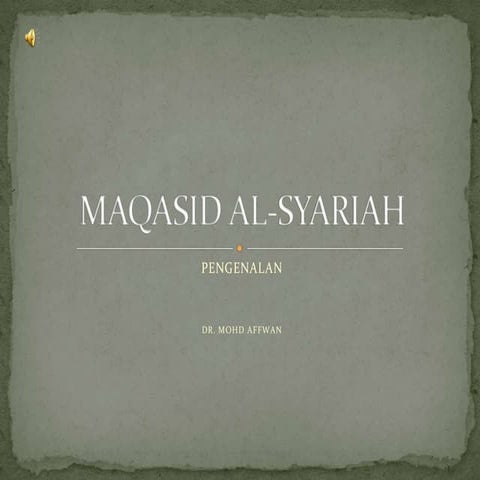 Maqasid al syariah pengenalan