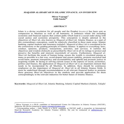 Maqasid al shariah in islamic finance an overview