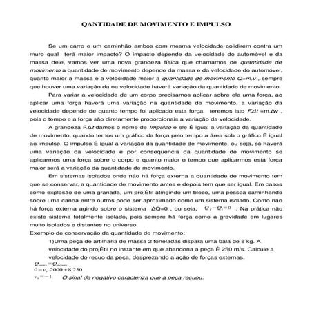 Quantidade de movimento e Impulso
