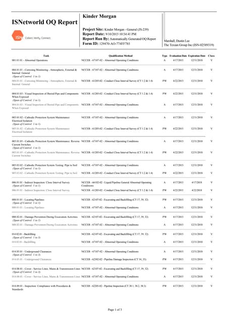 Dustin Marshall OQ Report (NCCER)