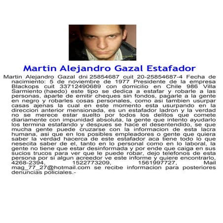 Martin alejandro gazal estafador