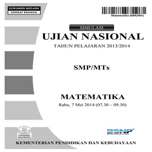 Simulasi UN Matematika SMP 2014
