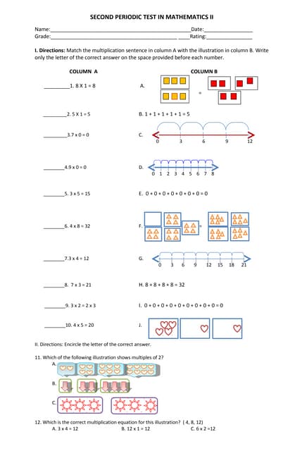 GRADE 2  MATH SECOND PERIODIC TEST 