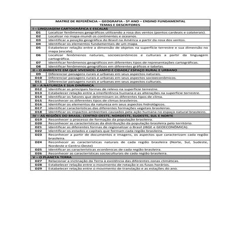 Matriz de referencia 5 ano oficial