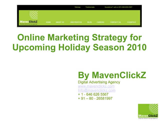 Online Marketing Strategy For Holiday Season Ahead