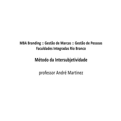 Método da Intersubjetividade