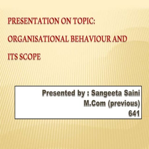 organisation behaviour and its scope