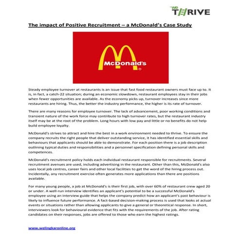 Mc donalds Recruitment Case Study