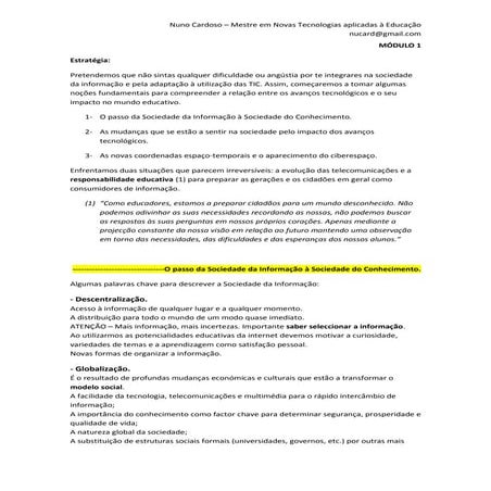 Módulo1 - A Sociedade da Informação e Comunicação