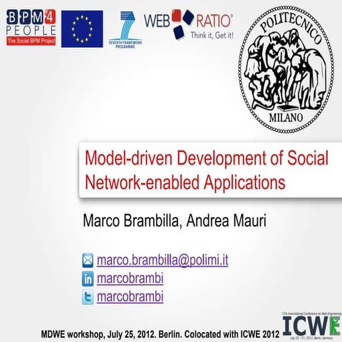 Model-driven Development of Social Network-enabled Applications