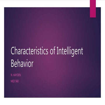 Med 560 characteristics of intelligent behavior assignment workshop 4